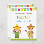 Colorful Mexican Fiesta Kids Birthday Invitation Kaart (Voorkant / Achterkant)