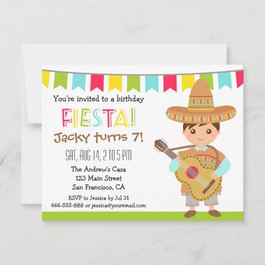 Colorful Mexican Fiesta Kids Birthday Party Kaart (Voorkant)