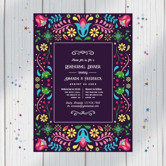 Colorful Mexican Fiesta Rehearsal Dinner Kaart