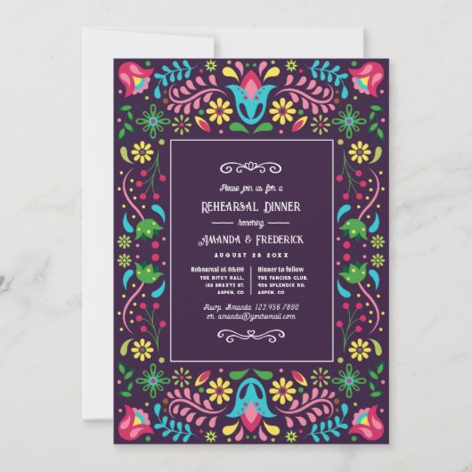 Colorful Mexican Fiesta Rehearsal Dinner Kaart (Voorkant)