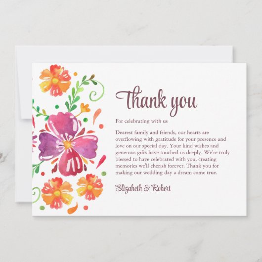 Colorful Mexican Fiesta Wedding Bedankkaart (Voorkant)