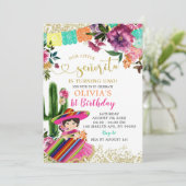Colorful Mexican Senorita First Birthday Kaart (Staand voorkant)