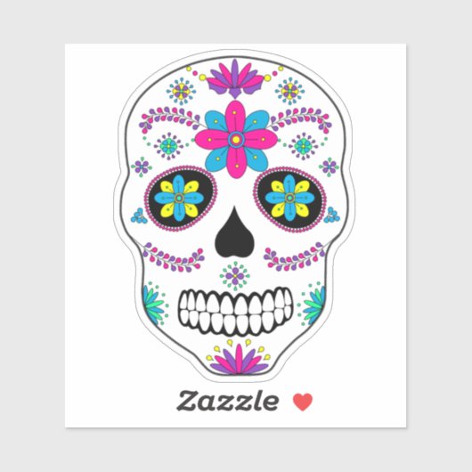 Colorful Mexican Sugar Skull Sticker (Vel)