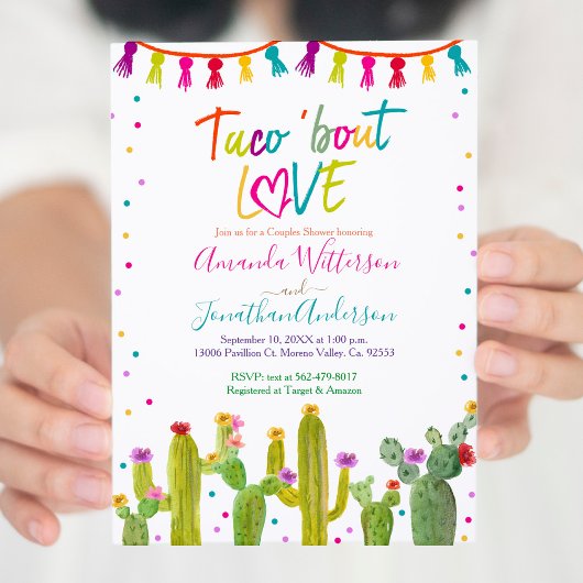 Colorful Mexican Taco'bout Love Couple Shower Kaart