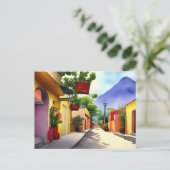 Colorful Mexican Village Street Schilderachtig Wat Briefkaart (Staand voorkant)