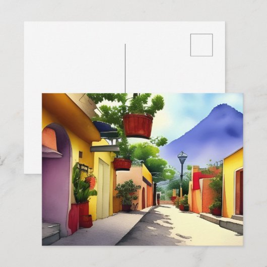 Colorful Mexican Village Street Schilderachtig Wat Briefkaart (Voorkant / Achterkant)