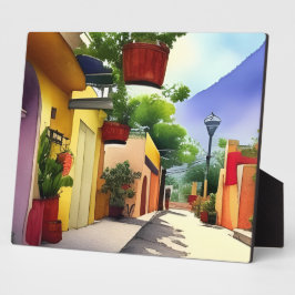 Colorful Mexican Village Street Schilderachtig Wat Fotoplaat