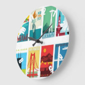 Colorful Miami San Francisco Seattle Travel Clock Grote Klok (Hoek)