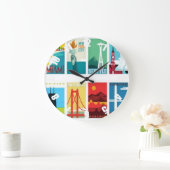 Colorful Miami San Francisco Seattle Travel Clock Grote Klok (Huis)