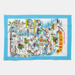 Colorful Michigan Map Theedoek