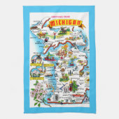 Colorful Michigan Map Theedoek (Verticaal)