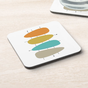 Colorful Mid Century Guitar Pick Shapes and Lines Bier Onderzetter