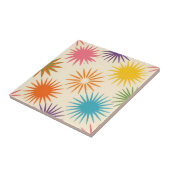 Colorful Mid Century Starburst Pattern Tegeltje (Zijkant)