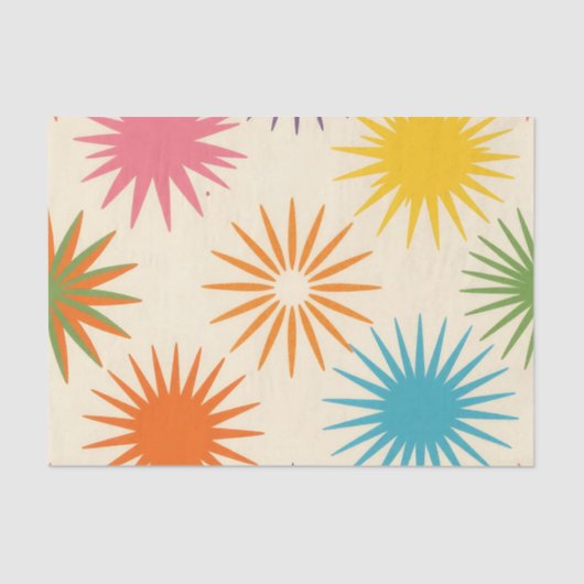 Colorful Mid Century Starburst Pattern Tissuepapier (Voorkant)