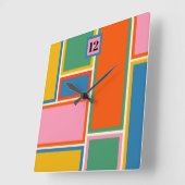 Colorful midden-eeuwse moderne geometrische minima vierkante klok (Hoek)