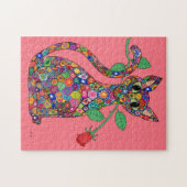Colorful Millefiori Mosaic Patchwork Flower Cat Legpuzzel (Horizontaal)