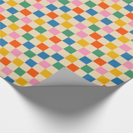 Colorful Mini Check Checkered Pattern Cadeaupapier (Hoek)