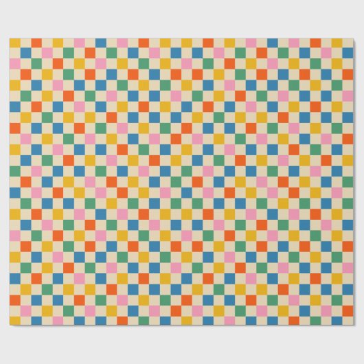 Colorful Mini Check Checkered Pattern Cadeaupapier (Vlak)