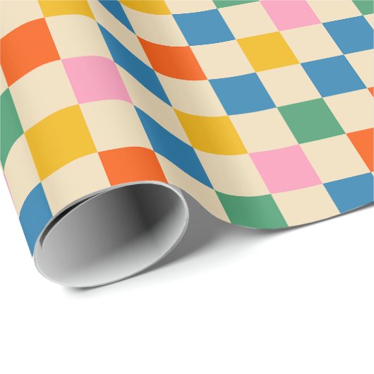 Colorful Mini Check Checkered Pattern Cadeaupapier (Rol Hoek)