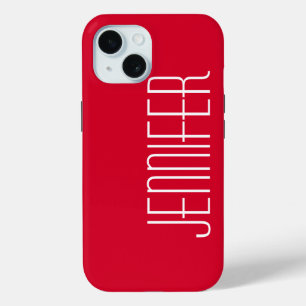 Colorful Minimalist Red, Jumbo Name iPhone 15 Case