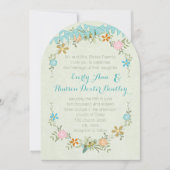 Colorful Mint Bunting Pennant Garland Wedding Kaart (Voorkant)