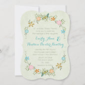 Colorful Mint Garland Wreath Forest Wedding Invite Kaart (Voorkant)