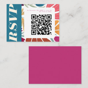 Colorful Mismatch Abstracte Floral Wedding RSVP Informatiekaartje