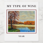 Colorful Missouri River Park Island Artwork Wijn Etiket (Enkel label)