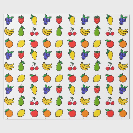 Colorful Mixed Fruit Pattern Cadeaupapier (Vlak)