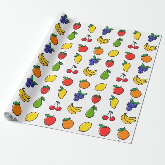 Colorful Mixed Fruit Pattern Cadeaupapier (Uitgerold)