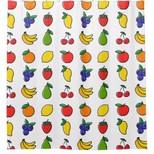 Colorful Mixed Fruit Pattern Quirky Douchegordijn (Voorkant)