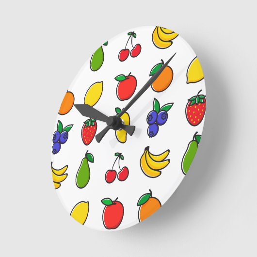 Colorful Mixed Fruit Pattern Ronde Klok (Hoek)