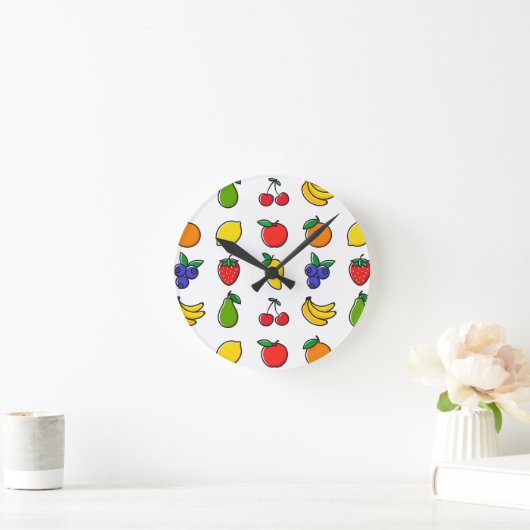 Colorful Mixed Fruit Pattern Ronde Klok (Huis)