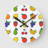 Colorful Mixed Fruit Pattern Ronde Klok (Voorkant)