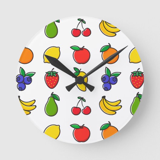 Colorful Mixed Fruit Pattern Ronde Klok (Voorkant)