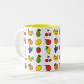 Colorful Mixed Fruit Pattern Two-Tone Coffee Mok (Voorkant links)