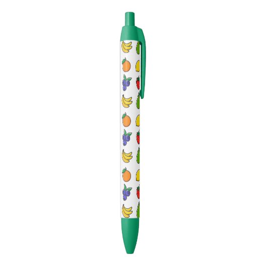 Colorful Mixed Fruit Pattern Zwarte Inkt Pen (Achterkant (Verticaal))