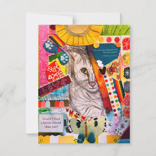Colorful Mixed Media Cat Collage Bedankkaart (Voorkant)