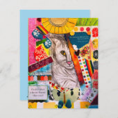 Colorful Mixed Media Cat Collage Bedankkaart (Voorkant / Achterkant)