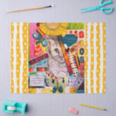 Colorful Mixed Media Cat Collage Tissuepapier (Craft)