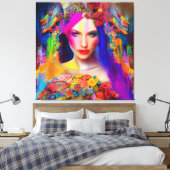 Colorful Mixed Media Mode Model Canvas Afdruk (Insitu (Slaapkamer))