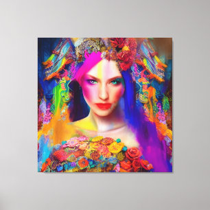 Colorful Mixed Media Mode Model Canvas Afdruk