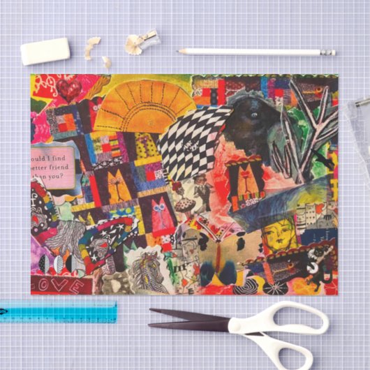 Colorful Mixed Media Pop Art Collage Tissue Paper Tissuepapier (Craft)