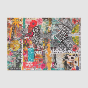 Colorful Mixed Media Pop Art Collage Tissue Paper Tissuepapier