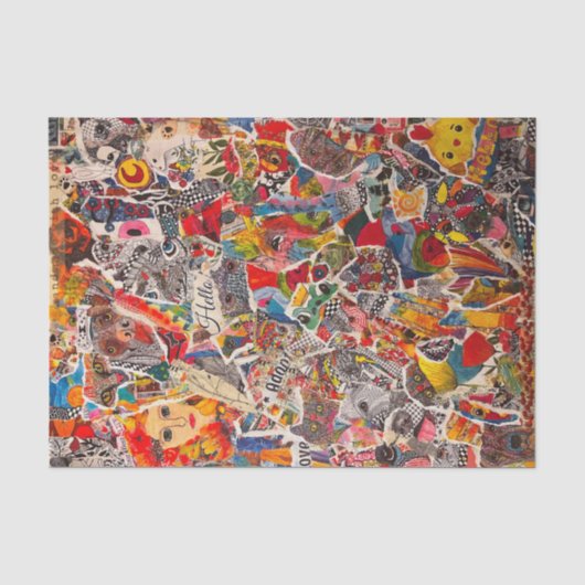 Colorful Mixed Media Pop Art Collage Tissue Paper Tissuepapier (Voorkant)