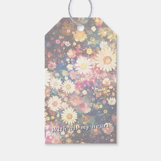 Colorful Mixed Wildflower Double Sided Floral Cadeaulabel (Voorkant)
