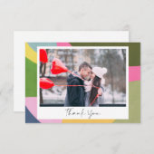 Colorful Modern Abstract Art Photo Wedding Bedankkaart (Voorkant / Achterkant)
