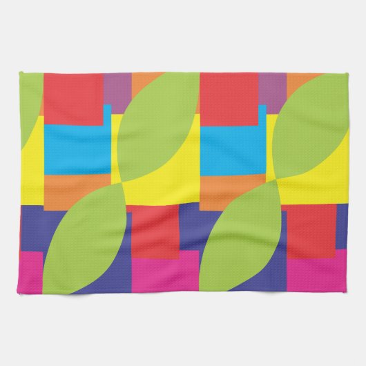 Colorful Modern Abstract Geometric Square Pattern Theedoek (Horizontaal)