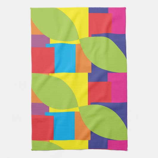 Colorful Modern Abstract Geometric Square Pattern Theedoek (Verticaal)