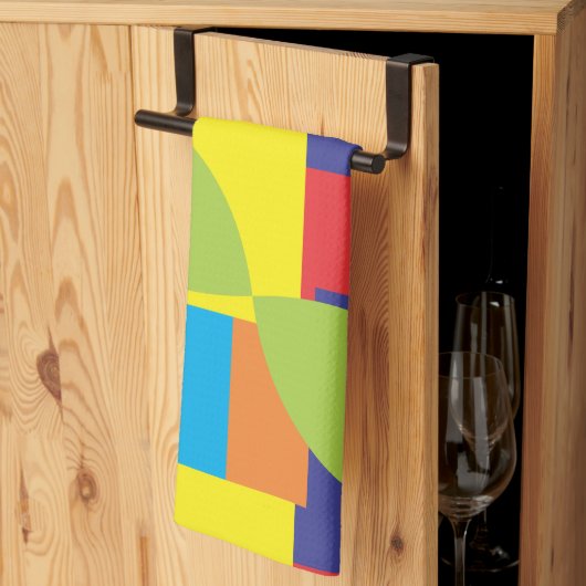 Colorful Modern Abstract Geometric Square Pattern Theedoek (Derde Gevouwen)